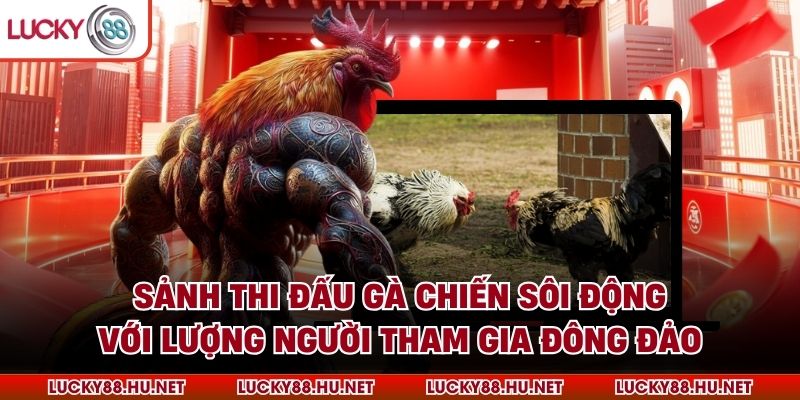Sảnh thi đấu gà chiến sôi động với lượng người tham gia đông đảo